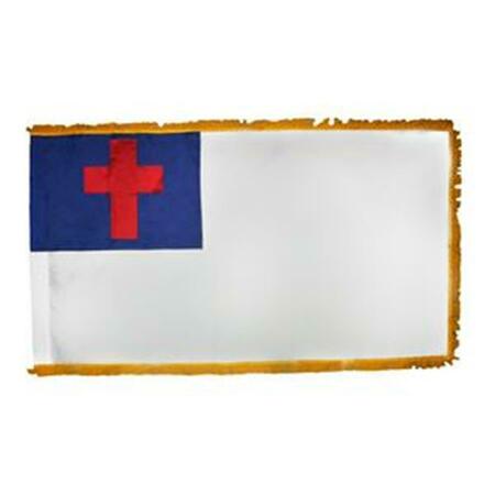 SS COLLECTIBLES 3 ft. x 5 ft. Indoor and Parade Colonial Nyl-Glo Christian Flag with Fringe SS3289060